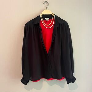 Red and blue shell shirts size small short sleeve shoulder pad top